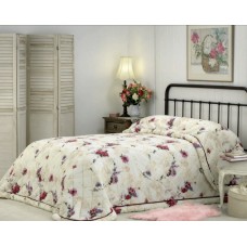 MADELINE BURGUNDY FLORAL QUEEN SIZE BEDSPREAD  (BY BIANCA)